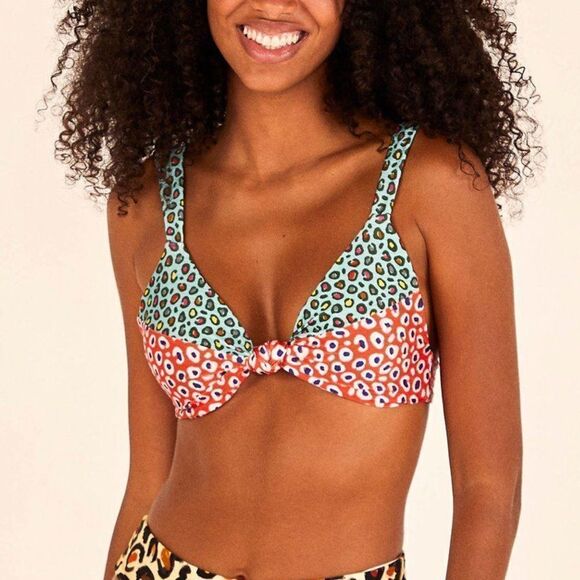 Farm Rio LEOPARD PATCH BRA Top in Multi Medium - Picture 1 of 9